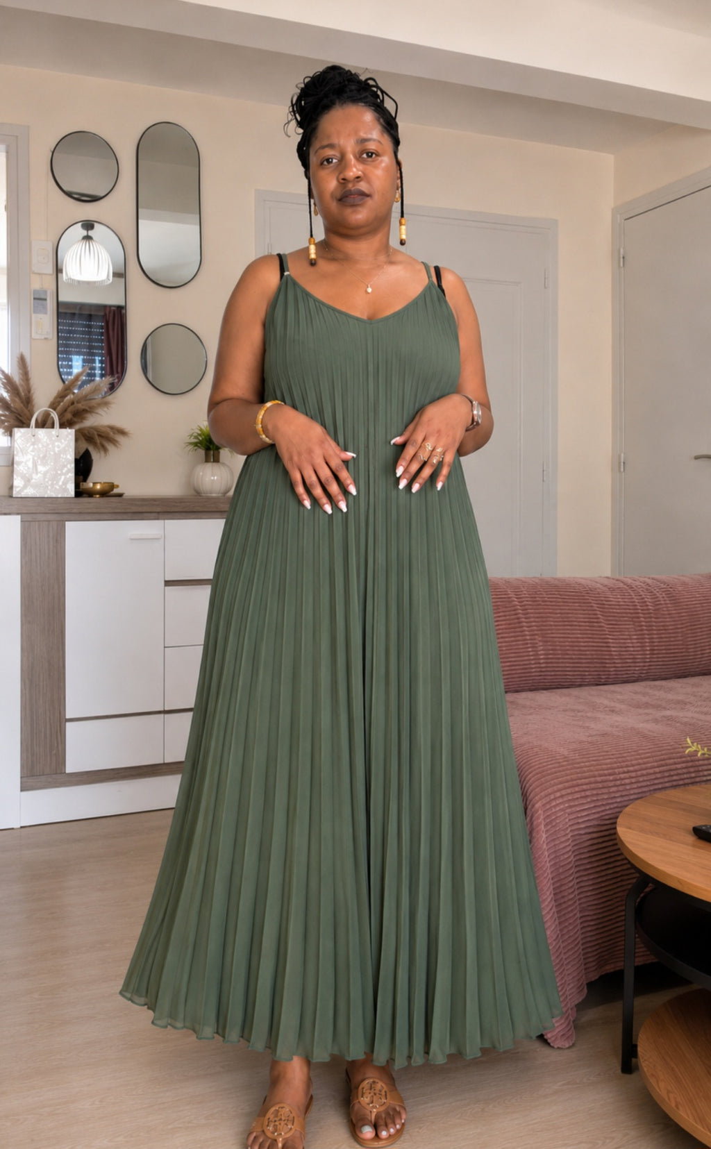 Robe longue plissée