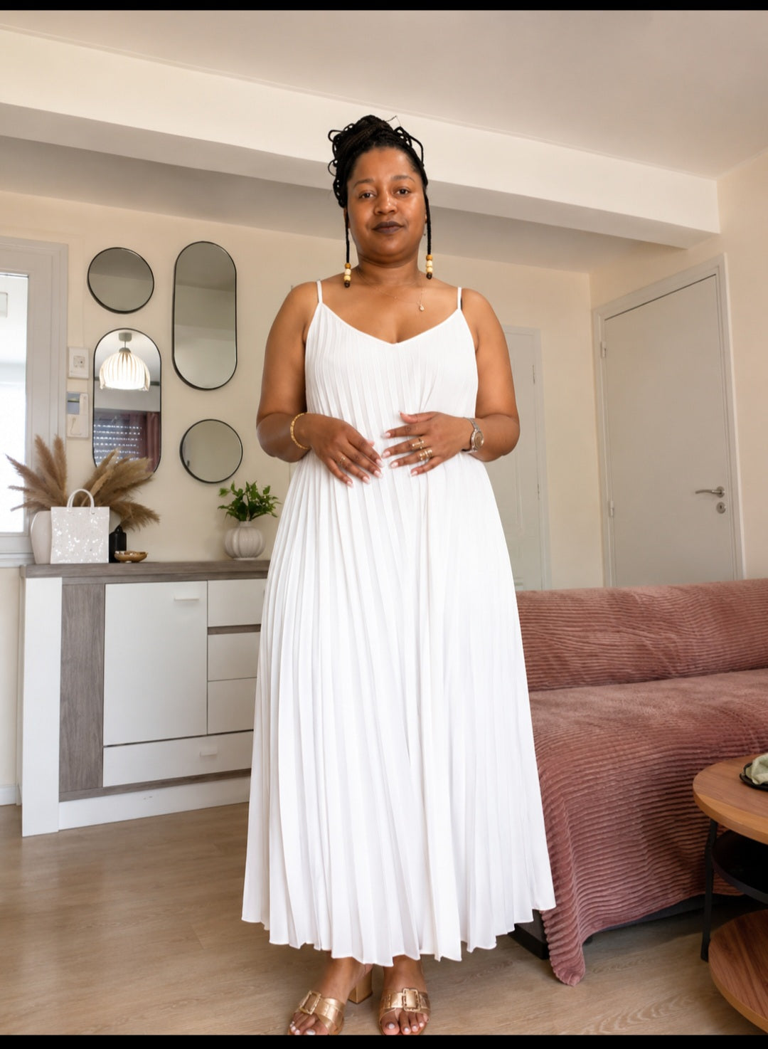 Robe longue plissée