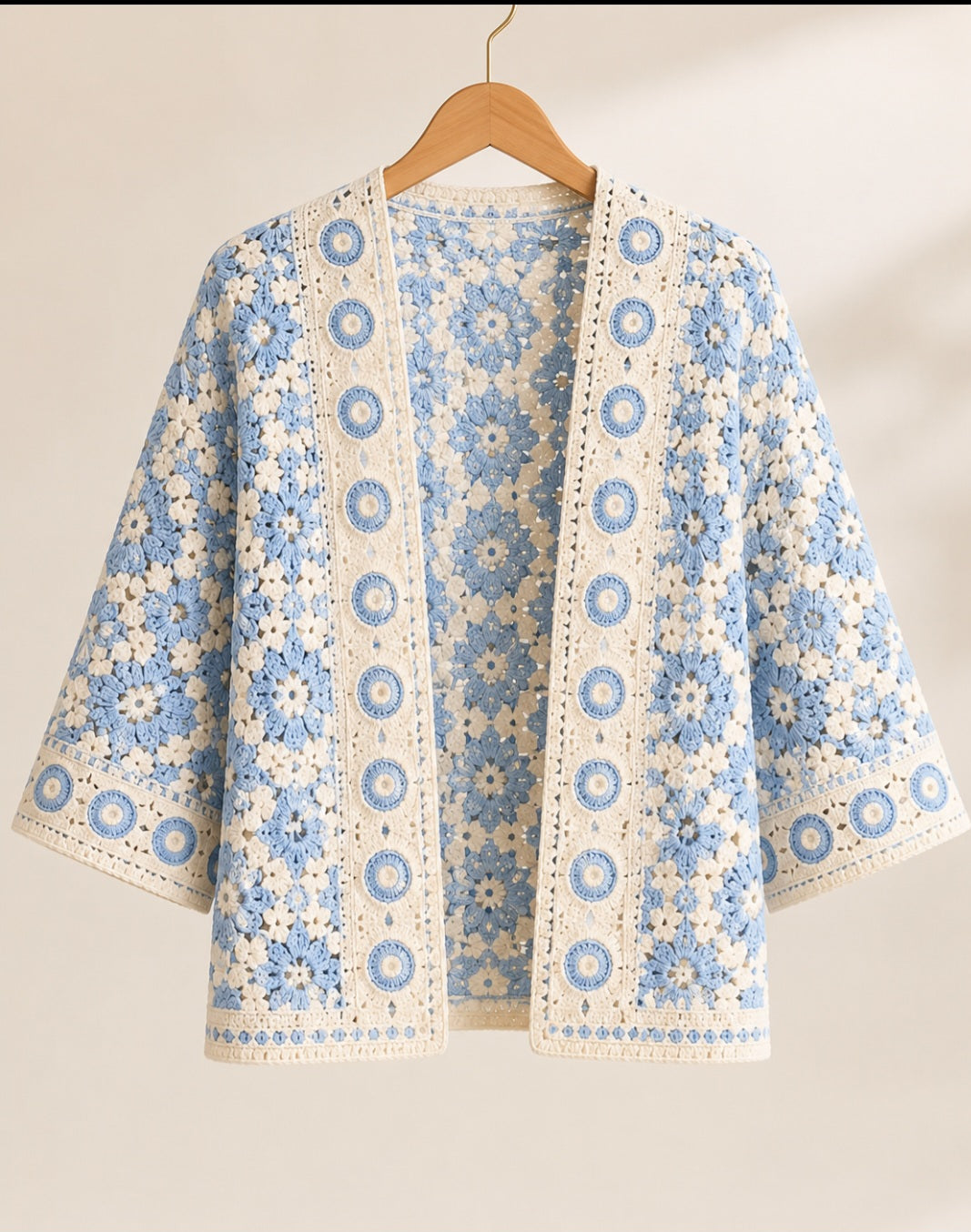 Gilet Crochet Fleuri Marine